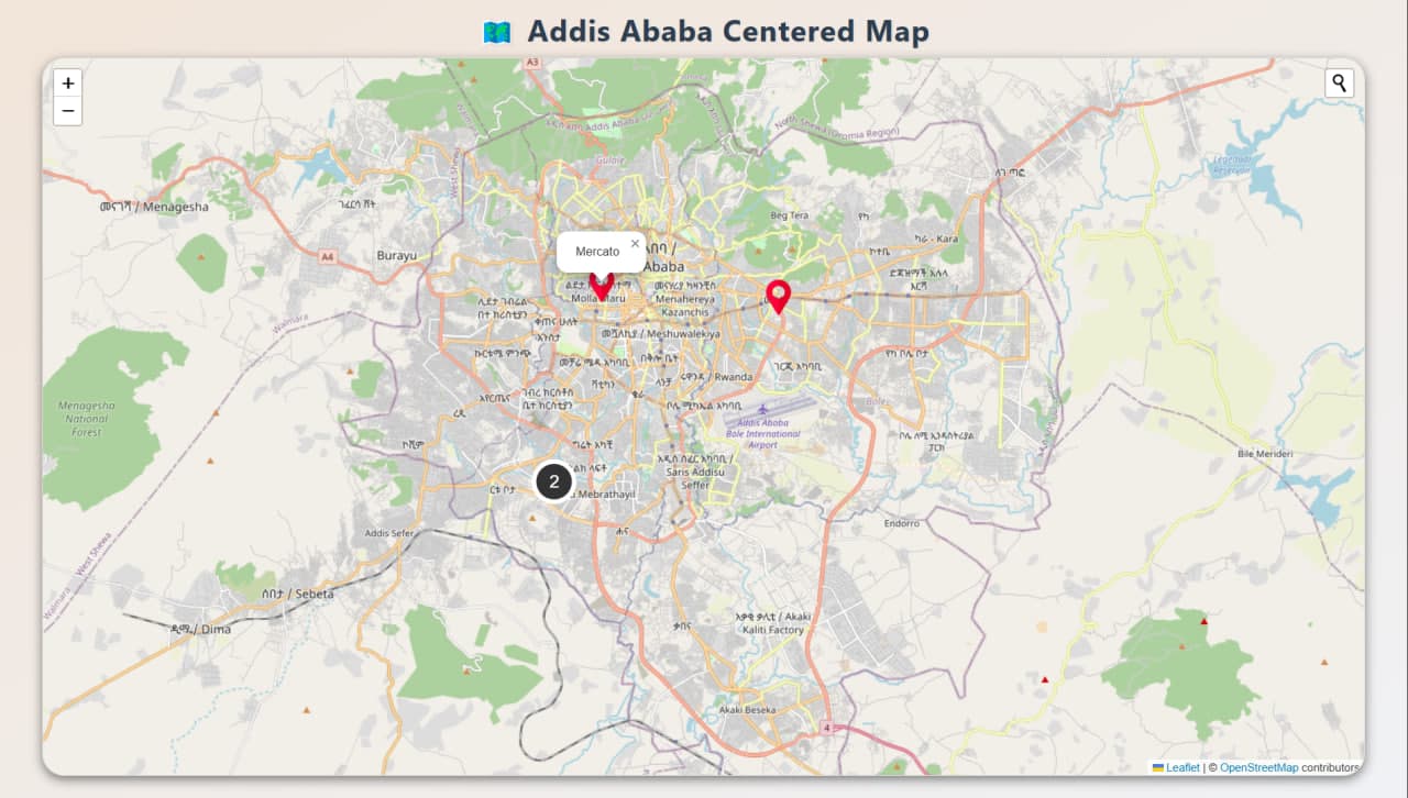 Addis Ababa Centered Map